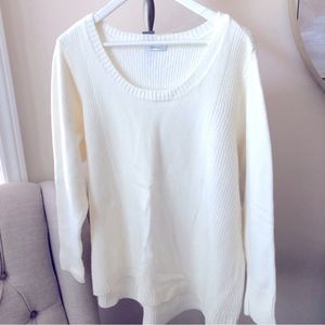 New Reitmans 3X Soft Ivory Scoop Neck Long Sleeve Pullover Sweater Winter Cozy